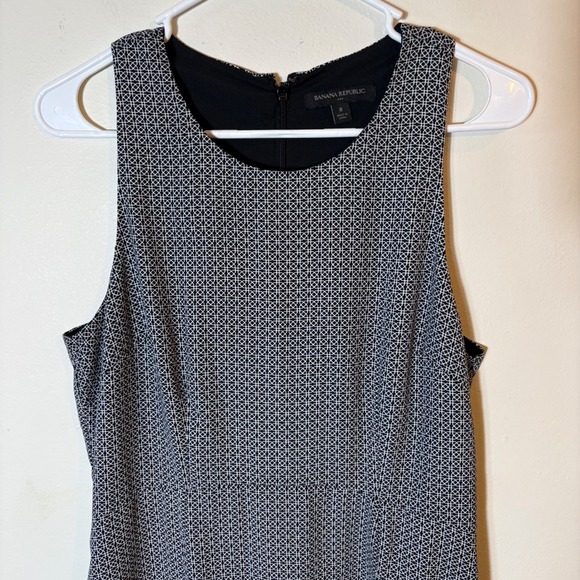 Banana Republic Black White Geometric Sleeveless Career Dress Size‎ 8 - Picture 2 of 9